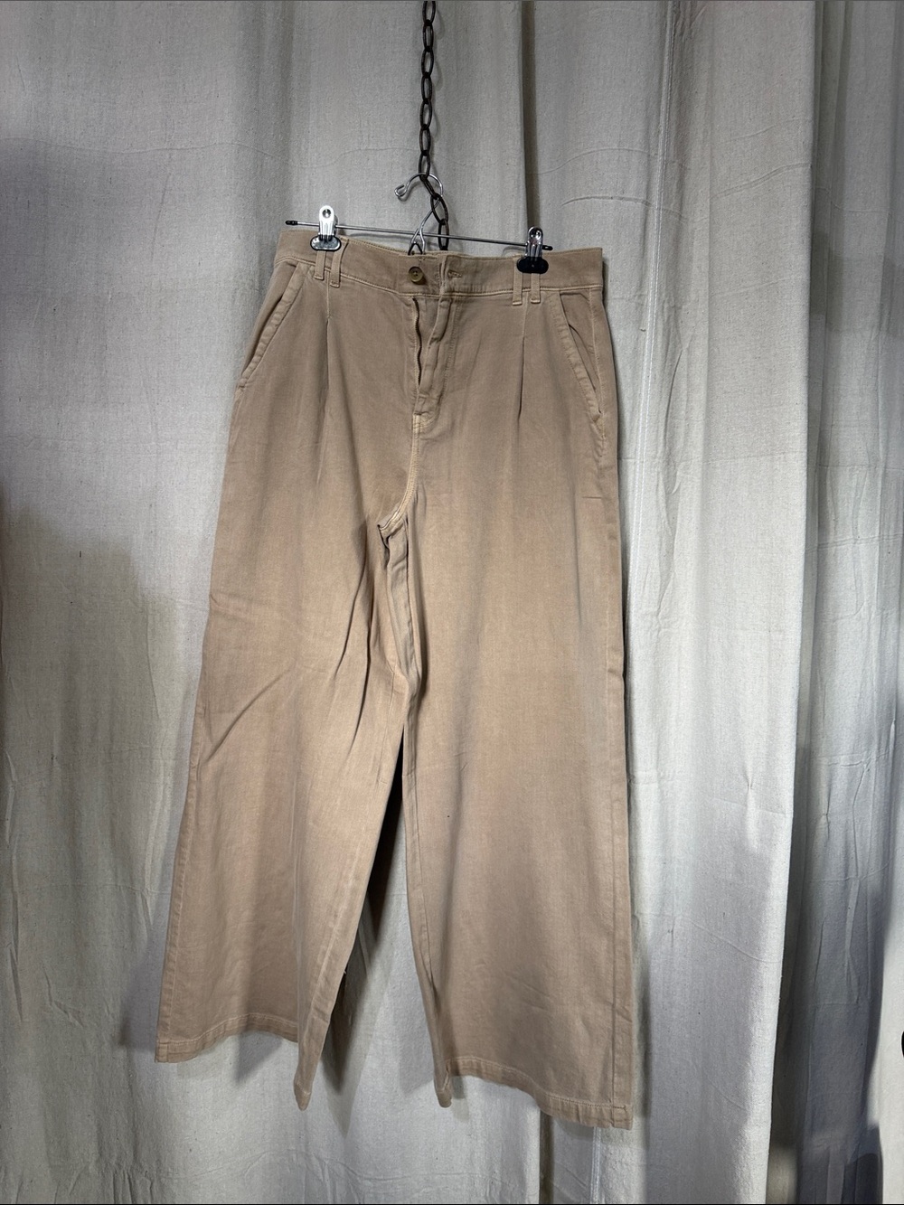 Womens Wide-Leg Casual Pants in Tan